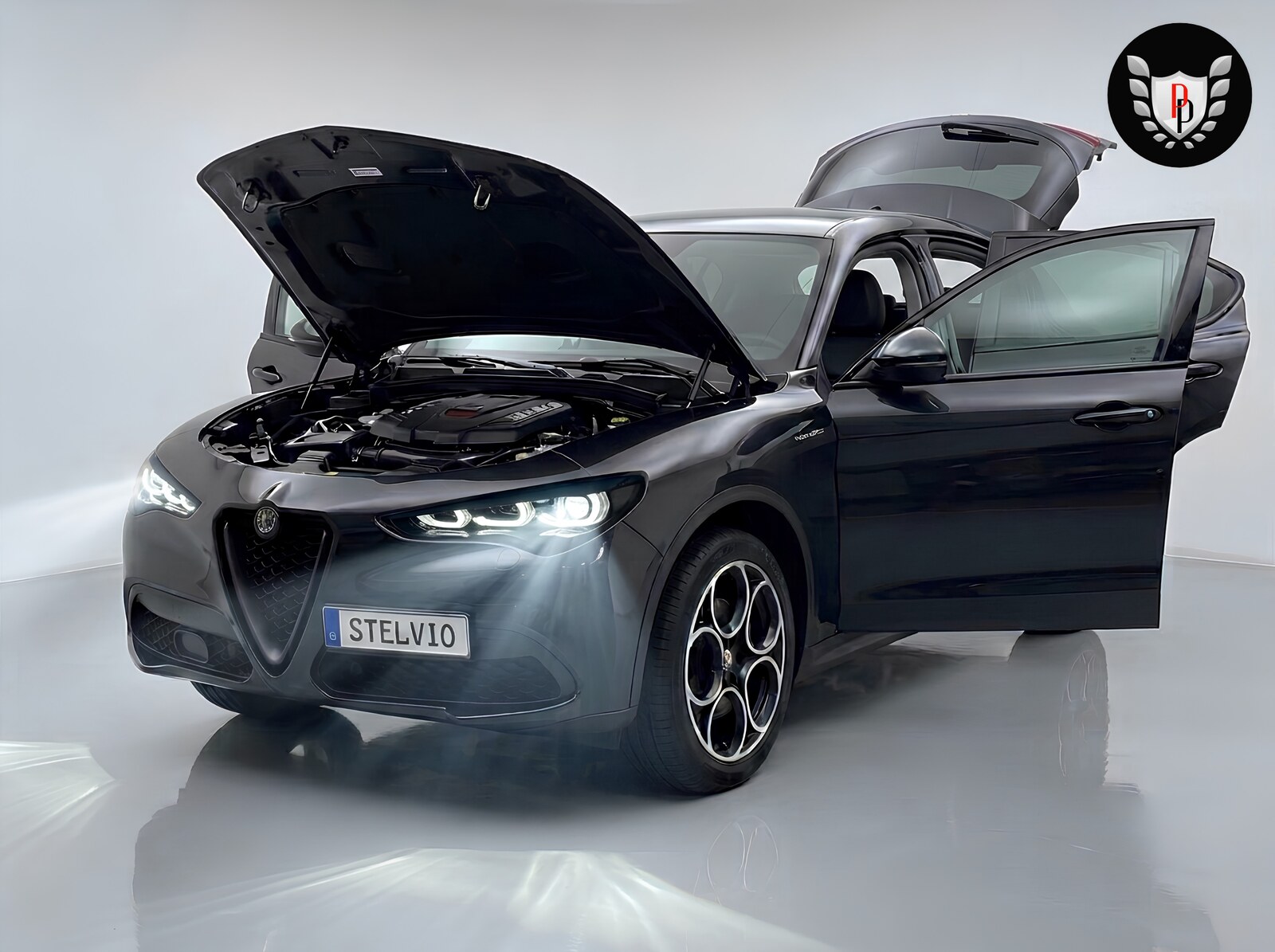 Alfa Romeo Stelvio Q4 Veloce con sportelli aperti